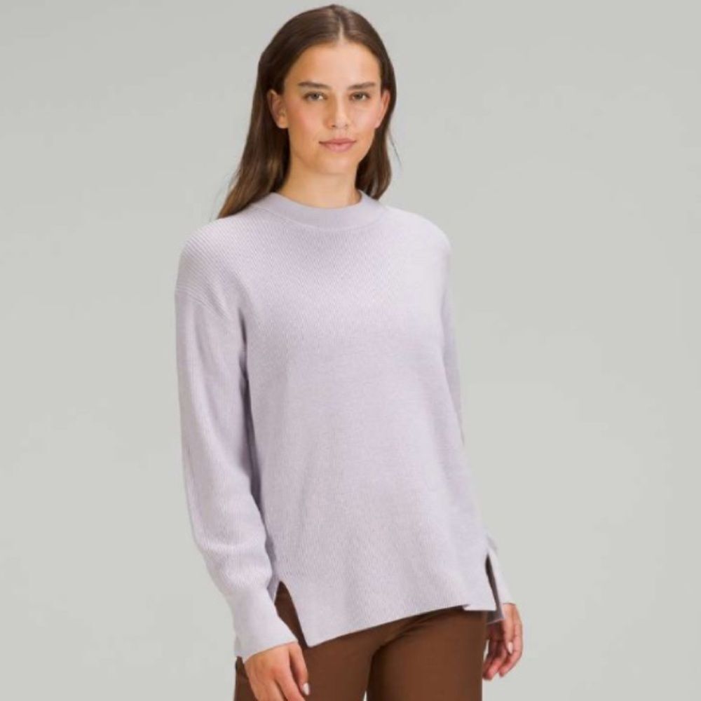 LULULEMON Merino Wool-Blend Ribbed Crewneck Sweater Faint Lavender Women’s 4